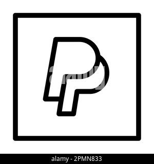 Icône Paypal Vector Thick Line pour une utilisation personnelle et commerciale. Banque D'Images