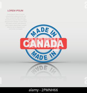 Fabriqué en icône canadienne dans un style plat. Pictogramme d'illustration fabriqué. Produire le concept d'affaires de signe. Illustration de Vecteur