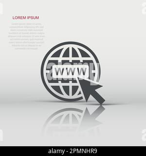 Vecteur aller à l'icône Web en style plat. Pictogramme d'illustration globe World. WWW url business concept. Illustration de Vecteur