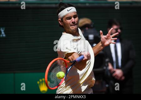 Roquebrune-Cap-Martin, France. 14th avril 2023. Taylor FRITZ des États-Unis pendant le sixième jour des Rolex Monte-Carlo Masters 2023, ATP Masters 1000 tournoi de tennis au Monte-Carlo Country Club on 14 avril 2023 à Roquebrune-Cap-Martin, France. (Credit image: © Matthieu Mirville/ZUMA Press Wire) USAGE ÉDITORIAL SEULEMENT! Non destiné À un usage commercial ! Banque D'Images