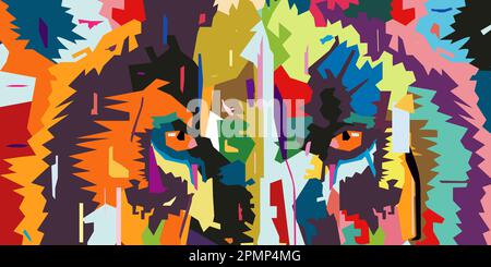 Illustration des yeux d'animaux ou de démoniaques en gros plan dans un style créatif Illustration de Vecteur