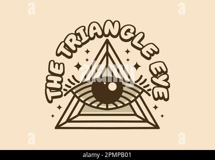 Motif triangle avec un œil dans une couleur de style vintage Illustration de Vecteur