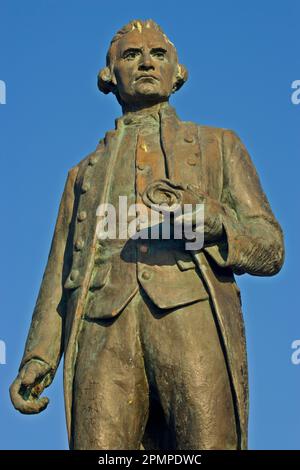 Statue du capitaine James Cook à Resolution Bay ; Anchorage, Alaska, États-Unis d'Amérique Banque D'Images