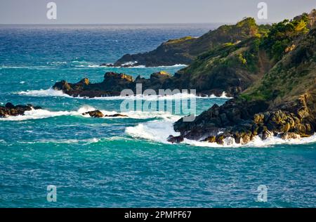 Surf s'écrasant sur la côte est de Tobago Island ; Tabago Island, Trinité-et-Tobago Banque D'Images