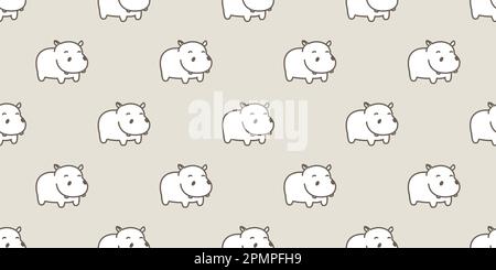 Hippo Seamless Pattern hippopotamus vector isolé fond d'écran marron Illustration de Vecteur
