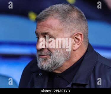 Warrington, Royaume-Uni. 14th avril 2023. L'entraîneur-chef de la ligue de rugby d'Angleterre de Shaun wane est interviewé par la Sky Sports Rugby League lors du match de la Super League Round 9 de Betfred Warrington Wolves vs Wigan Warriors au Halliwell Jones Stadium, Warrington, Royaume-Uni, 14th avril 2023 (photo de Mark Cosgrove/News Images) à Warrington, Royaume-Uni, le 4/14/2023. (Photo de Mark Cosgrove/News Images/Sipa USA) crédit: SIPA USA/Alay Live News Banque D'Images