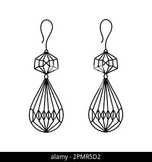 Boucles d'oreilles dessinées à la main. Illustration vectorielle isolée sur blanc. Page de coloriage. Illustration de Vecteur