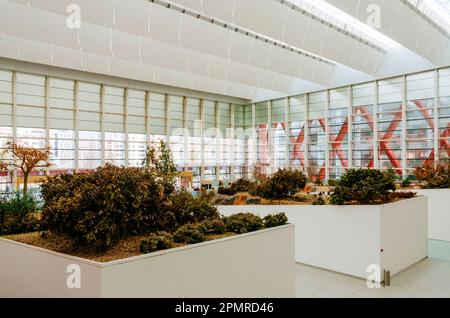 Le projet d'aménagement intérieur recrée le paysage de la Sierra de Atapuerca. Musée de l'évolution humaine - Museo de la Evolución Humana - MEH. Le Banque D'Images