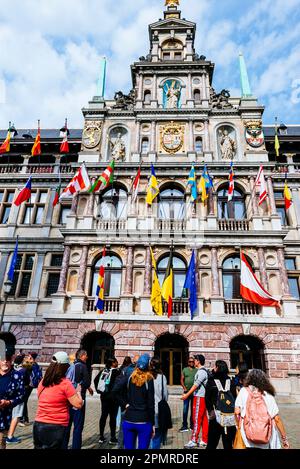 L'hôtel de ville d'Anvers, bâtiment de la Renaissance, se trouve à l'ouest de la grande place du marché d'Anvers. Érigé entre 1561 et 1565 Banque D'Images