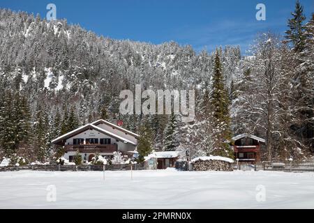 Paysage d'hiver, Lautersee, Werdenfelser Land, haute-Bavière, Bavière, Allemagne Banque D'Images