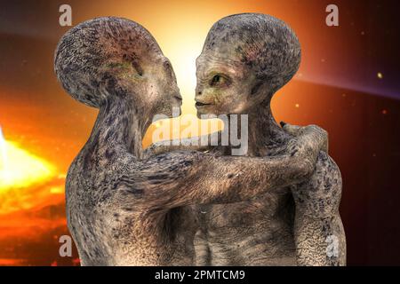 Extraterrestres amoureux, illustration Banque D'Images