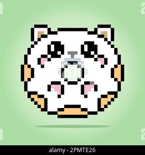 beignets de 8 bits en forme de chat mignon. Nourriture dans l'illustration vectorielle, motif de point de croix. Illustration de Vecteur