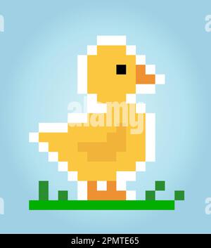 pixels de canard 8 bits. Ressources de jeu d'animaux dans les illustrations vectorielles. Illustration de Vecteur