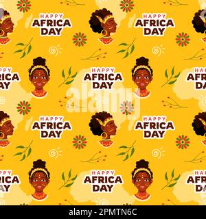 Happy Africa Day sans couture motif Design avec culture figurines tribales africaines Décoration dans modèle dessin main dessin dessin dessin dessin dessin dessin à plat de dessin animé Illustration de Vecteur