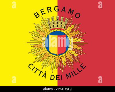 Bergame, Italie, drapeau officiel de la ville avec armoiries, illustration vectorielle Illustration de Vecteur