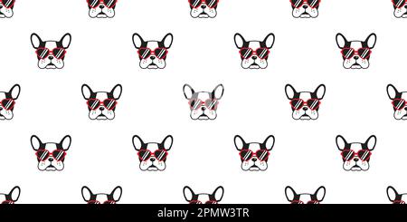 chien sans couture motif vectoriel french bulldog pug rouge lunettes de soleil icône papier peint isolé illustration de fond Illustration de Vecteur