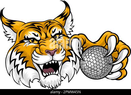 Wildcat Bobcat Golf ball Sport Team Cartoon Mascot Illustration de Vecteur