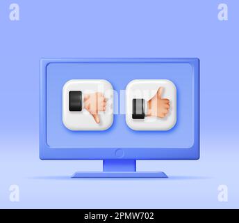 3D Thumbs vers le haut et Thumb les mains vers le bas dans l'ordinateur Illustration de Vecteur