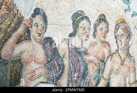 Panneau en mosaïque dans la salle de réception de la maison d'Aion, site archéologique de Kato Paphos, Paphos (Pafos), District de Pafos, République de Chypre Banque D'Images