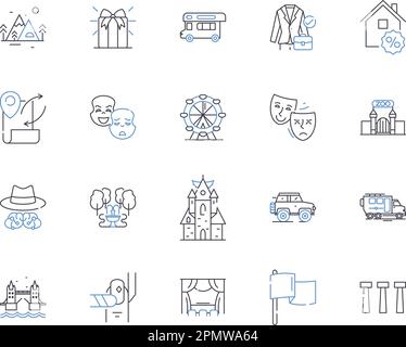 Collection d'icônes de présentation du secteur de la vente au détail. Vente au détail, commerce, marchandisage, magasinage, magasins, Prises de courant, Marketplaces vecteur et jeu de concepts d'illustration Illustration de Vecteur