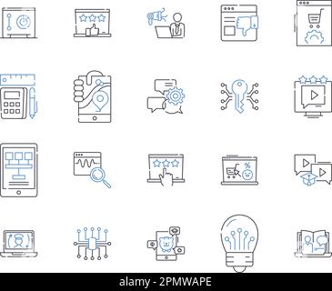 Collection d'icônes de contour de santé numérique. Numérique, santé, télésanté, eHealth, soins de santé, ensemble de concepts bien-être, mhealth vector et illustration Illustration de Vecteur