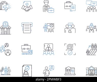 Collection hedge Fund Outline icons. Couverture, fonds, investissement, investissement, gestion, Manager, stratégies vecteur et illustration ensemble de concepts. Stratégie Illustration de Vecteur