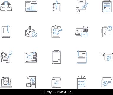 Collection d'icônes de présentation marketing par e-mail. E-mail, Marketing, campagnes, messages, automatisation, Listes, vecteur opt-in et jeu de concepts d'illustration. Dérivations Illustration de Vecteur