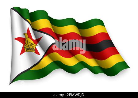 Drapeau du Zimbabwe qui agite de manière réaliste Illustration de Vecteur