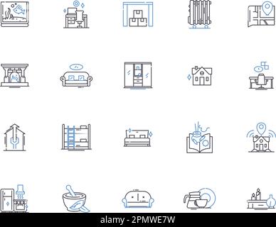 Collection d'icônes de contour d'accueil. Maison, Abode, habitation, résidence, domaine, Ensemble de concepts Shelter, Haven Vector et illustration. Nest, Den, simple linéaire Illustration de Vecteur