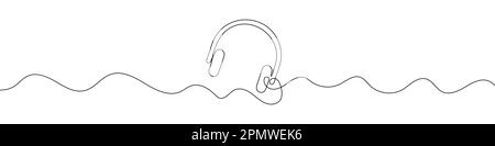 Les écouteurs se connectent en ligne continue. Un casque d'art. Illustration vectorielle. Arrière-plan abstrait Illustration de Vecteur