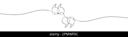 Guillemet en style de mise en plan de ligne continue. Dessin au trait d'un guillemet. Illustration vectorielle. Arrière-plan abstrait Illustration de Vecteur