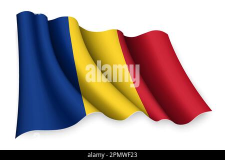 Drapeau de Roumanie réaliste Illustration de Vecteur