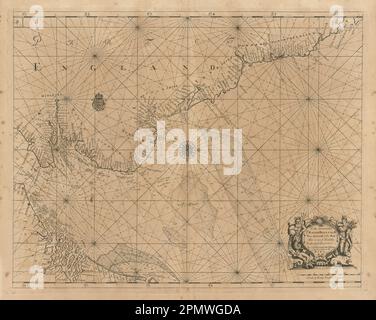 Carte DE la côte DE LA MER DU NORD. Côte est de l'Angleterre Hollande Flandre. CARTE COLLINS 1693 Banque D'Images