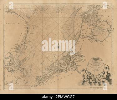 Carte DE la côte DE LA MER DU NORD. Anglia est Kent Holland Flandre. COLLINS 1693 vieille carte Banque D'Images