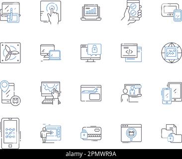 Collection d'icônes Internet et de sécurité. Internet, sécurité, en ligne, cybersécurité, confidentialité, Ensemble de concepts protection, vecteur de chiffrement et illustration Illustration de Vecteur