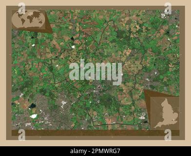 Brentwood, quartier non métropolitain d'Angleterre - Grande-Bretagne. Carte satellite basse résolution. Cartes d'emplacement auxiliaire d'angle Banque D'Images