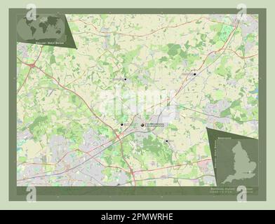 Brentwood, quartier non métropolitain d'Angleterre - Grande-Bretagne. Ouvrez la carte des rues. Lieux et noms des principales villes de la région. Coin auxiliaire Banque D'Images