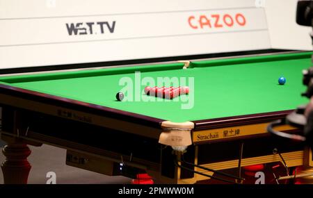 Sheffield, Royaume-Uni. 15th avril 2023. 15th avril 2023; The Crucible, Sheffield, Angleterre: 2023 Cazoo World Snooker Championship, jour 1; Snooker Table with Branding Credit: Action plus Sports Images/Alamy Live News Banque D'Images