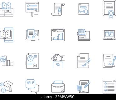 Collection d'icônes des outils éducatifs. École, enseignant, apprentissage, livres, salle de classe, Jeu de concepts crayons, iPads vector et illustration. Ordinateurs Illustration de Vecteur