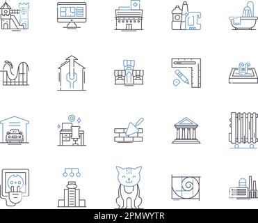 Collection de maisons et d'icônes de contour de ménage. Maison, maison, maison, habitation, résidence, Ensemble de concepts Abode, Villa Vector et illustration. Chalet Illustration de Vecteur