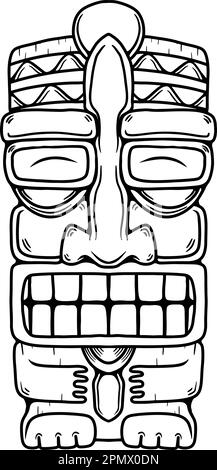 Tiki idole polynésien traditionnel. Illustration du masque tiki tribal. Élément design pour décorations. Illustration vectorielle Illustration de Vecteur