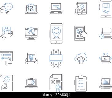 Collection d'icônes de contour de santé numérique. Numérique, santé, télésanté, eHealth, soins de santé, ensemble de concepts bien-être, mhealth vector et illustration Illustration de Vecteur