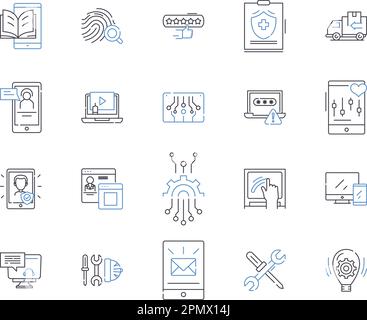 Collection d'icônes de contour de santé numérique. Numérique, santé, télésanté, eHealth, soins de santé, ensemble de concepts bien-être, mhealth vector et illustration Illustration de Vecteur