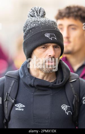 Paul Warne, directeur du comté de Derby, arrive au Memorial Stadium pour le match 1 de la Sky Bet League Bristol Rovers vs Derby County au Memorial Stadium, Bristol, Royaume-Uni, 15th avril 2023 (photo de Craig Anthony/News Images) à, le 4/15/2023. (Photo de Craig Anthony/News Images/Sipa USA) crédit: SIPA USA/Alay Live News Banque D'Images