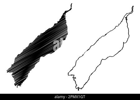 Lake Albert (Afrique, Ouganda et République démocratique du Congo) carte illustration vectorielle, scribble sketch carte du lac Mobutu Sese Seko ou Mwitanzige Illustration de Vecteur