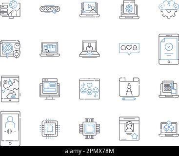 Collection d'icônes de contour de santé numérique. Numérique, santé, télésanté, eHealth, soins de santé, ensemble de concepts bien-être, mhealth vector et illustration Illustration de Vecteur