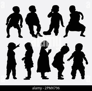 Silhouettes d'activités pour enfants Illustration de Vecteur