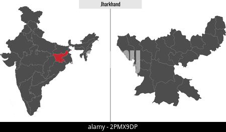 map of Jharkhand state of India and location on Indian map Illustration de Vecteur