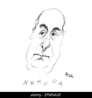 Portrait de l'auteur Pablo Neruda Banque D'Images