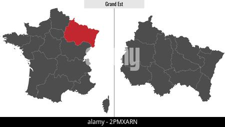 Carte de la région du Grand est de France et situation sur la carte française Illustration de Vecteur